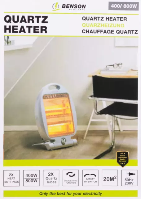 Heizstrahler Quarz Heizung Standheizung Heizgerät 400/800 Watt Camper Wohnwagen