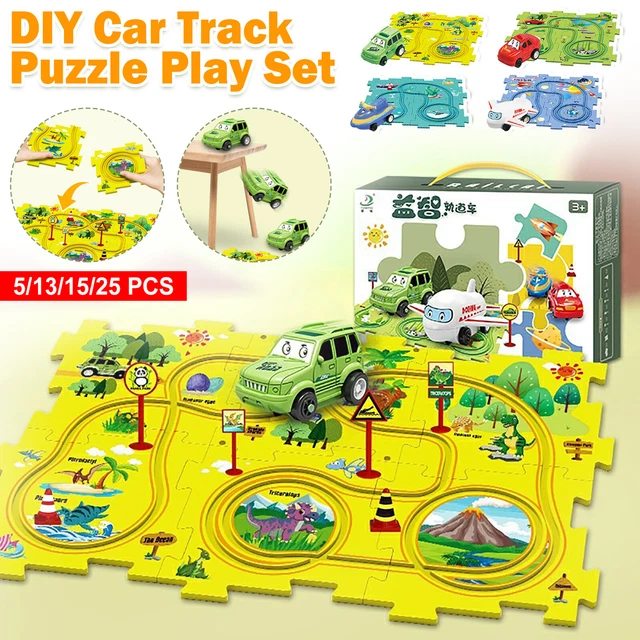 DIY Car Track Puzzle Play Set Preschool Educational Montessori Toy For Kid Gifts