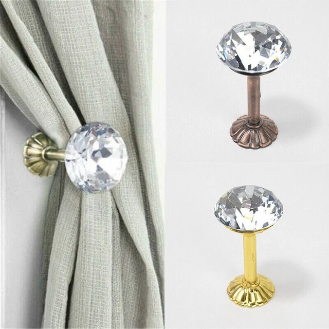 Curtain Holdbacks Wall Tie Backs  Crystal Hooks Hanger Holder 2Pcs Home