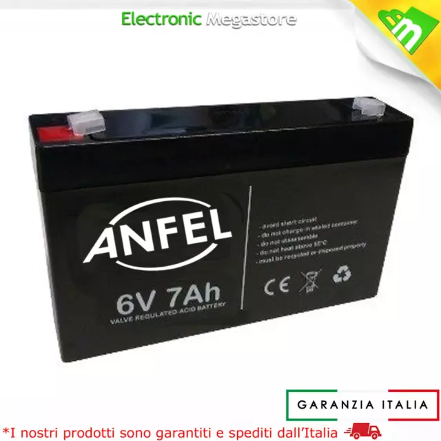 Batteria Ermetica Al Piombo 6V 7Ah Giocattoli Auto Macchinina Moto Peg Perego