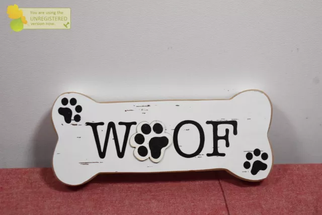 Dog Bone Woof Wood Sign Home Decor 4"x9"