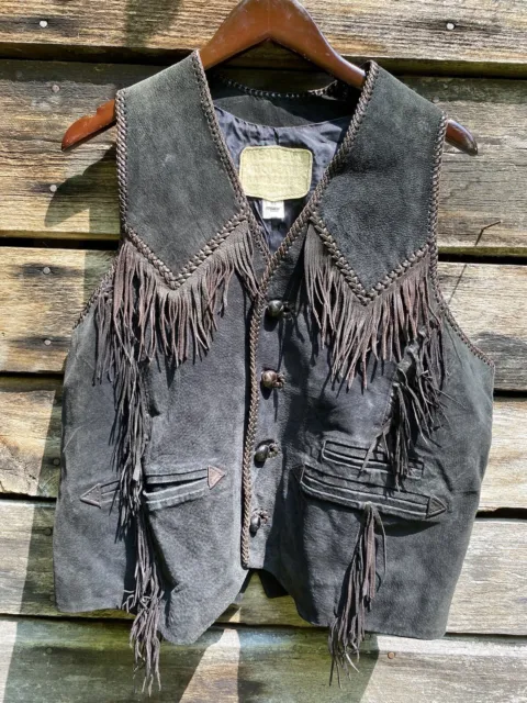 Mealey’s Pitic Handcrafted Fringe Leather Vest Vintage men’s