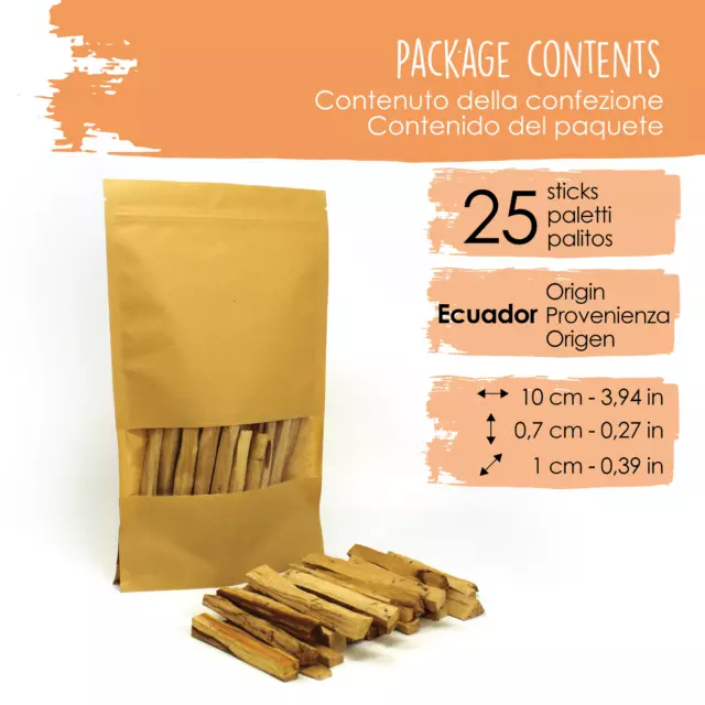 Palo Santo 25 Bastoncini Paletti Legnetti Incenso 100% Naturale Organico Ecuador 2