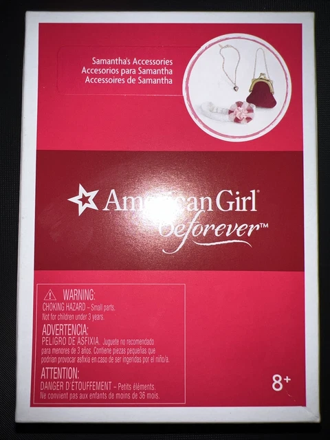 New! Samantha American Girl Doll Retired BeForever Red Velvet Purse, Necklace.