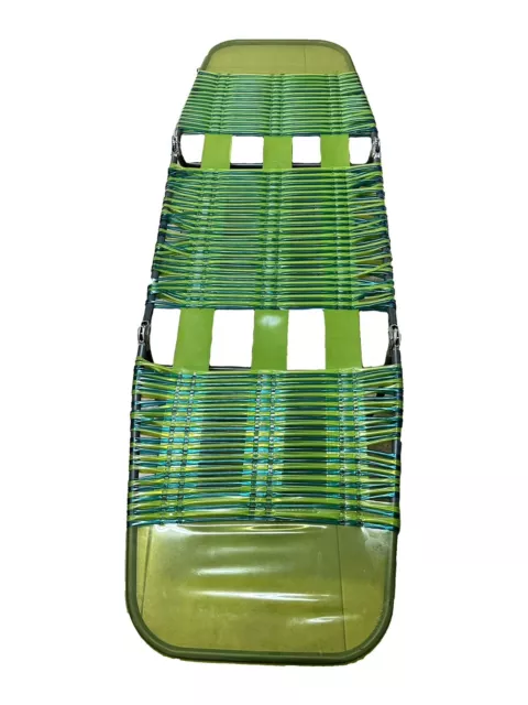 VINTAGE FOLDING JELLY Tube Tri-fold Lounge Beach Lawn Chair Green Blue ...