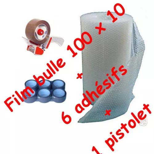 ROULEAU FILM A BULLES 100 x 10 PAPIER BULLE +1 adhesif + 1 devidoir de scotch