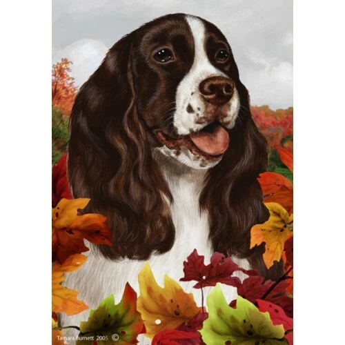 Fall House Flag - Liver and White English Springer Spaniel 13031
