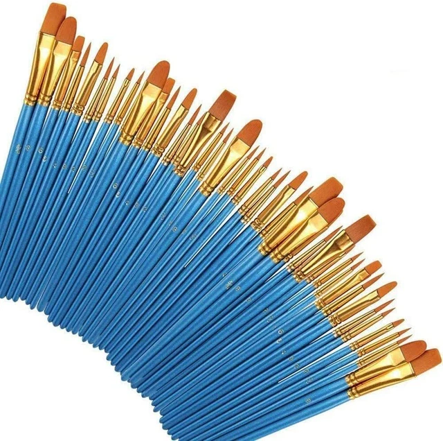 fenrad Pennelli per Pittura Acrilica Set di 50 Pennelli per Capelli in Nylon