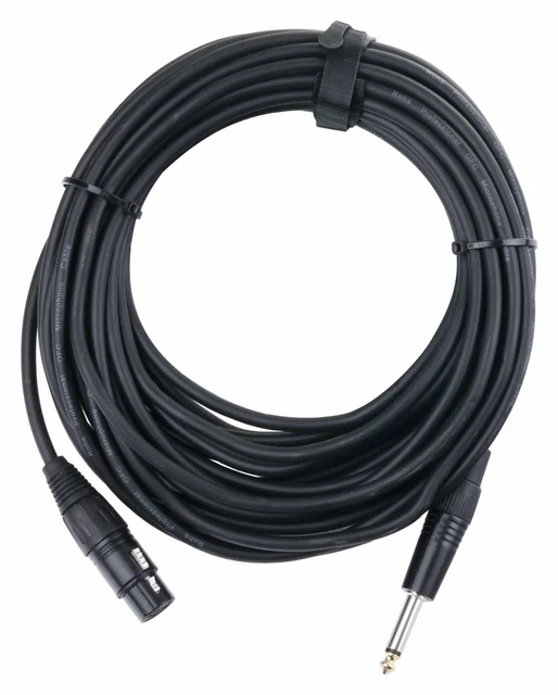 Cavo Microfono Audio XLR Femmina 3 Poli Jack 1/4 6.35mm Mixer Mic Palco Nero 10m