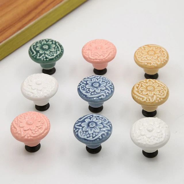 4 PCS Furniture Knob Ceramic Handle White Drawers Exterior Doors 9