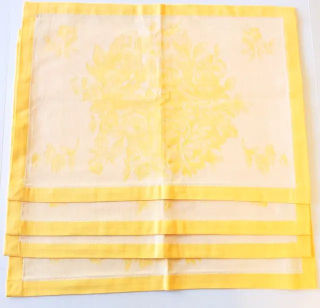 Williams-Sonoma Yellow Floral Jacquard Placemats Set of 4 Cotton Made In Russia