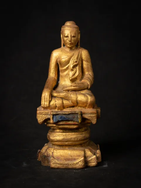 Antique wooden Burmese Buddha statue from Burma, 19th century