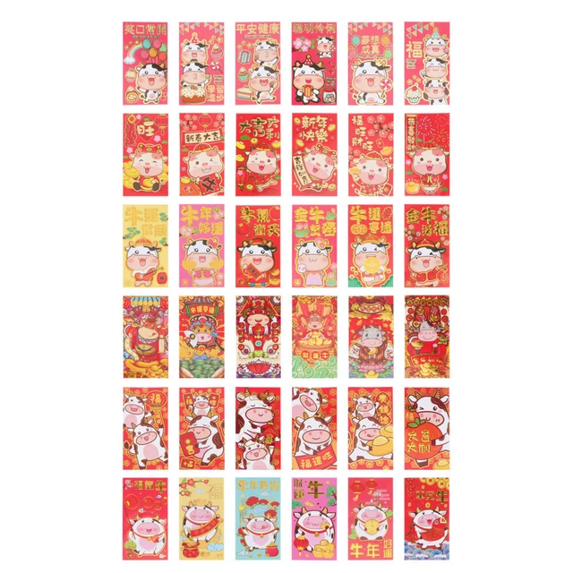 36 piezas sobre rojo de año nuevo papel recubierto relleno de medias