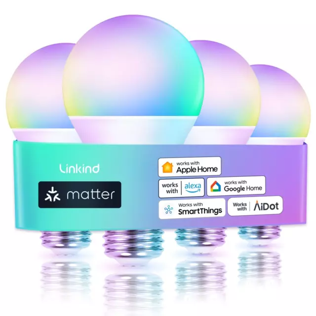 Smart Light Bulbs,  Matter Wifi Color Changing LED Light Bulbs, 9W (60Watt Eqv),