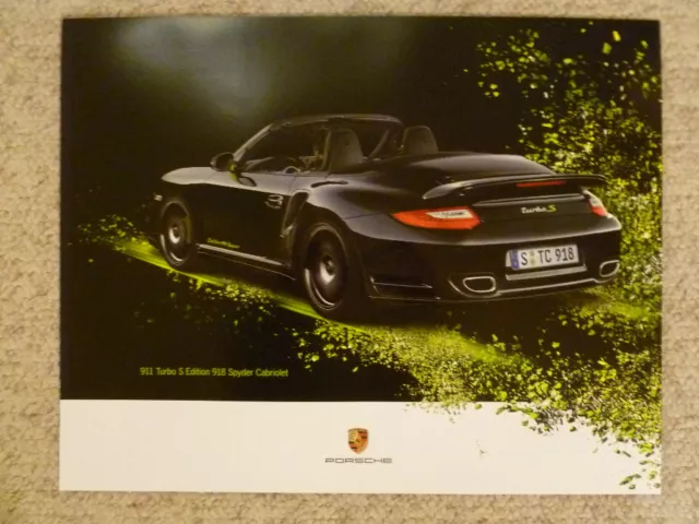 2012 Porsche 911 Turbo S Edition 918 Spyder Showroom Advertising Poster RARE!!