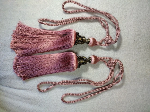 2 Curtain Holdbacks Rope Tieback Tassel Tie Backs Beaded Ball Room Drapes Decor 3