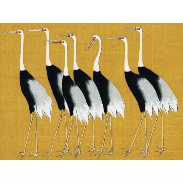 Herons Cranes Flock Birds Ogata Korin XL Wall Art Canvas Poster Print Huge