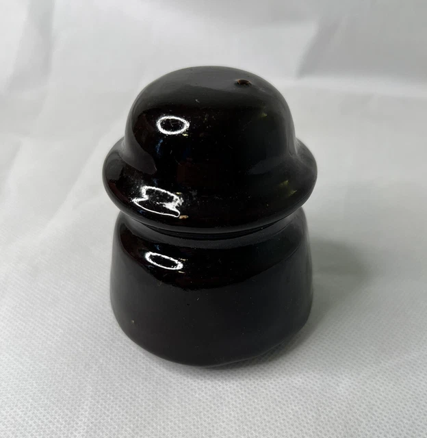 Vintage Brown Porcelain Ceramic Telephone Pole Insulator 4" Tall Antique