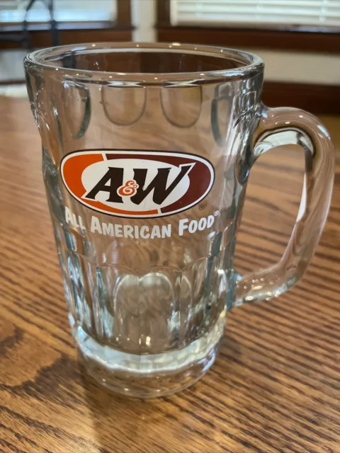 Vintage A&W Logo All American Food Large Glass AW Root Beer Mug 