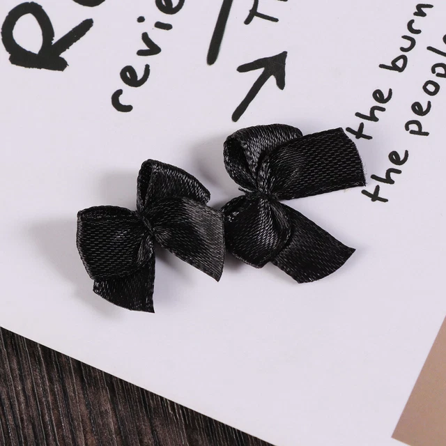 100 Pcs Decorations Attach Black Bows Girl Hair Bows Applique 4