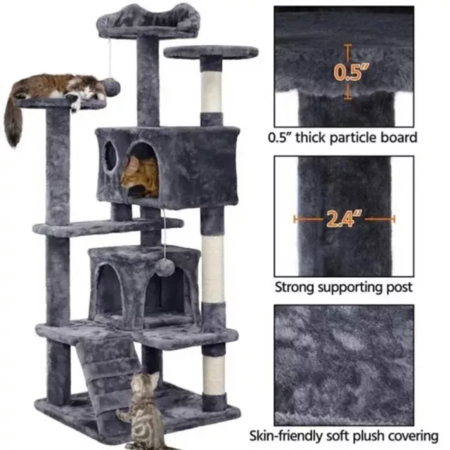 54.5'' H Cat Tree Tower Condo Furniture Scratch Post for Kittens Pet House Play 2