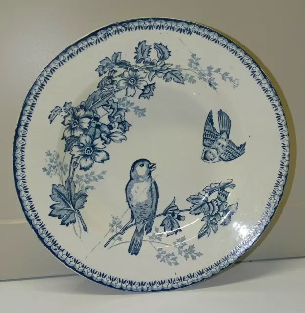 -BELLE ANCIENNE ASSIETTE CERAMIQUE LONGWY MESANGES DEMI CREUSE COLLECTION Déco 7