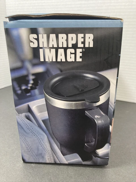 SHARPER IMAGE 2 Pack 14 oz Black Stainless Steel Heated Travel Mug with adapters 3