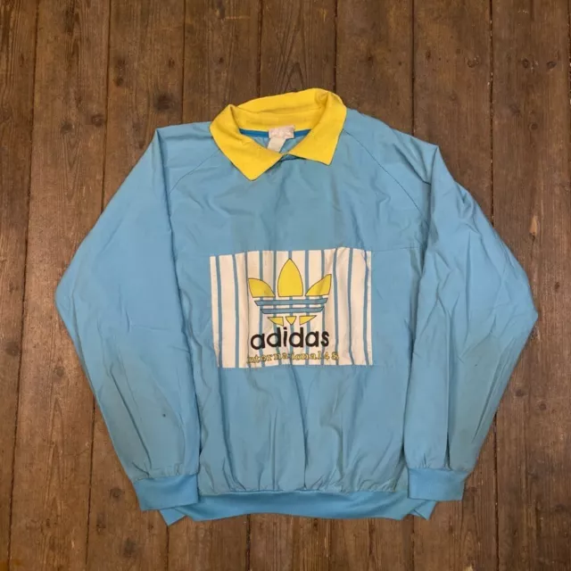 Felpa Adidas Giacca Internazionale Vintage anni 80 Windbreaker Top, Blu Uomo XL
