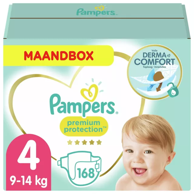 Pampers Maat 4 Premium Protection Luiers, 168 Stuks, MAANDBOX, onze Nummer 1 Lui