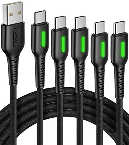 INIU USB C Cable 5 Pack 3.1A QC 3.0 Fast Charging USB Type C Cable 3.3+3.3+6+...