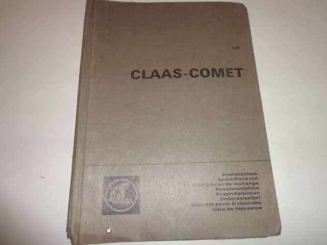 Ersatzteilliste / Teilekatalog Claas Comet Mähdrescher Stand 1967