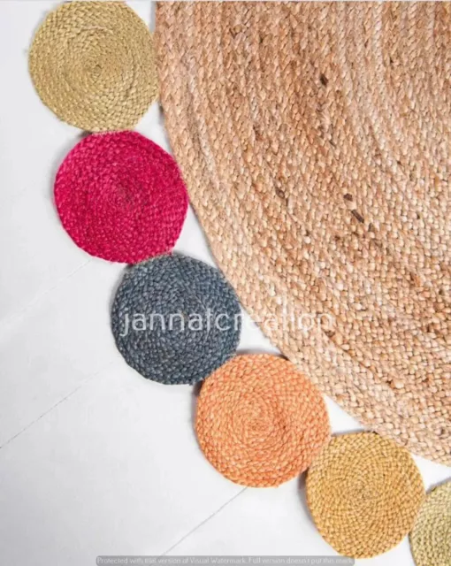 Designer Mulit Round Jute Rug Floor Area Rug Handmade Rug Braided Bathmat Rugs 3