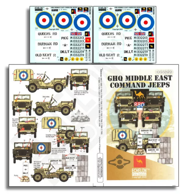 Echelon Fine Details Decals for 1/35 GHQ Middle East Command Jeeps