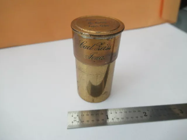 CARL ZEISS JENA 4mm EMPTY BRASS OBJECTIVE CAN MICROSCOPE AS PICTURED &F5-A-102