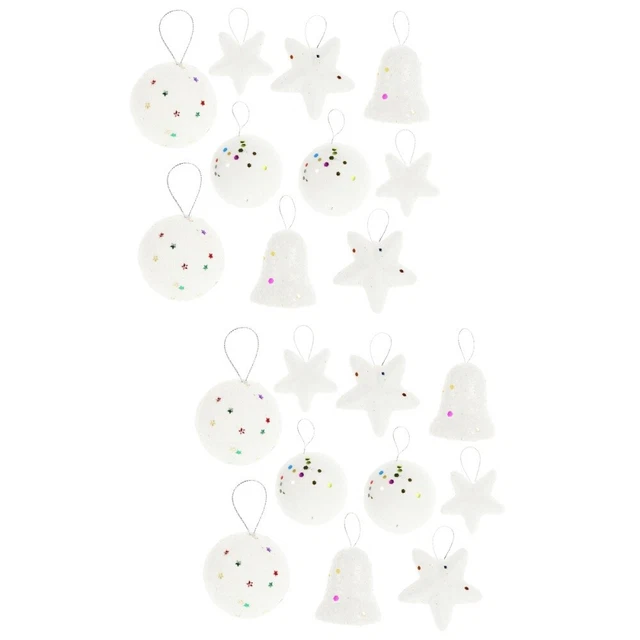 240 Pcs White Foam Pendant Christmas Party Supplies Tree Baubles 3