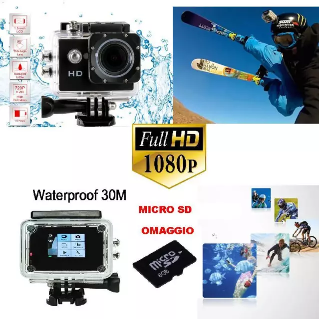 Pro Cam Sport  HD 1080p Action Camera Go  Videocamera Subacquea SPORT ESTREMI