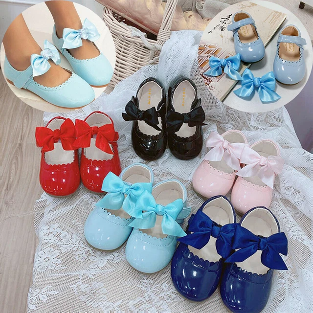 Kids Baby Infants Girls Ribbon Bow Spanish Wedding Party Patent Toddler Shoes Sz