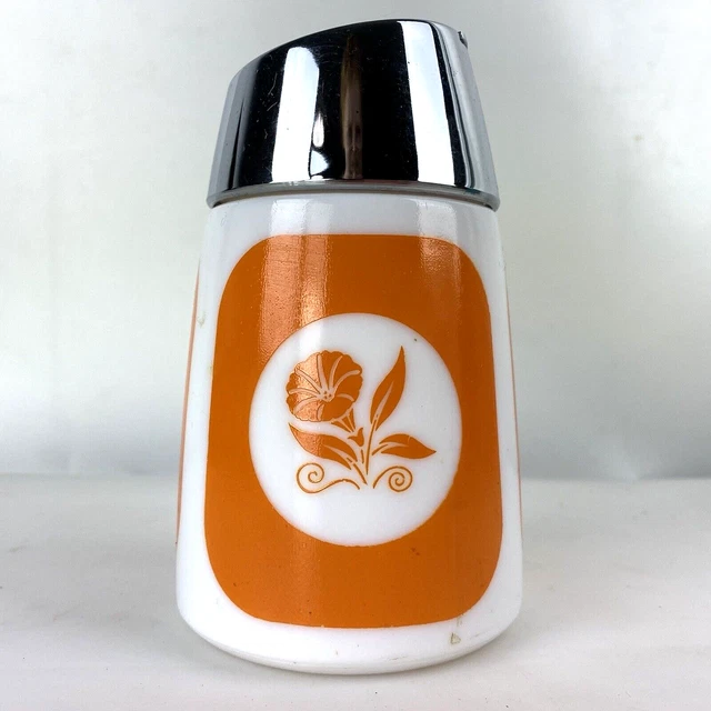 VINTAGE SUGAR DISPENSER SHAKER Orange Milk Glass Santa Barbara CA