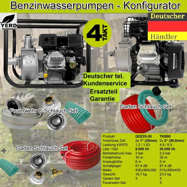 BITUXX BENZIN WASSERPUMPE 43ccm Motorpumpe Benzinwasserpumpe