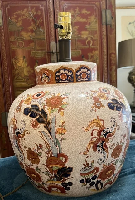 GORGEOUS Vintage CHINESE Floral Motif Porcelain LAMP - Large Urn