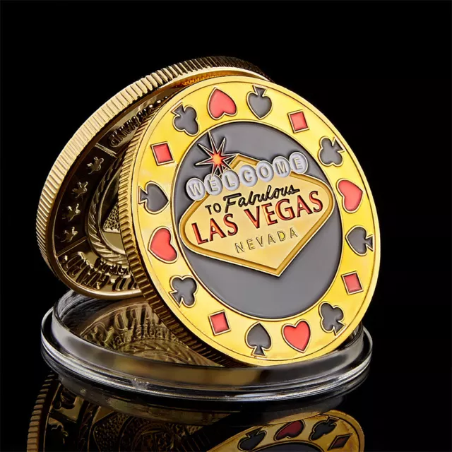 Welcome To Nevada Las Vegas Poker Chip Angel Casino Gold Coin Lucky Coin