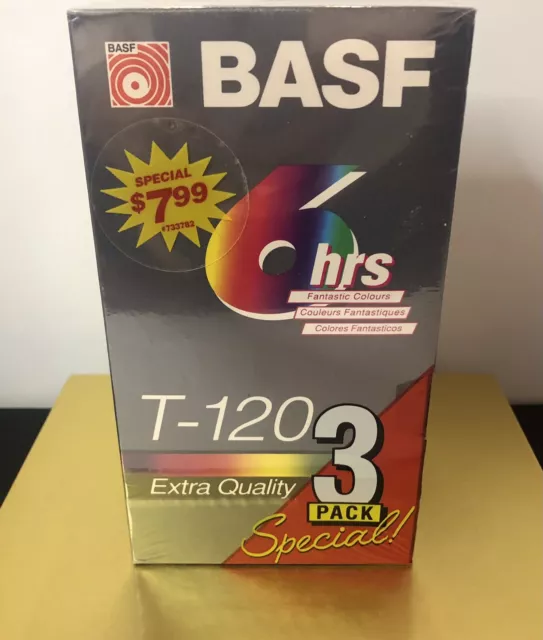 VHS Video Tapes BASF 3 Pack T-120 Factory Sealed
