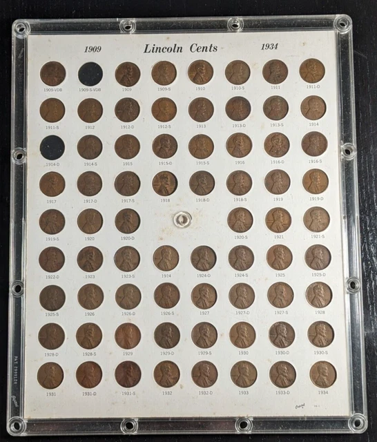 Capital Plastics 1909 - 1934 Lincoln Wheat Cent Coins