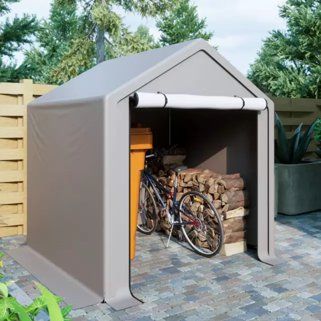 6.2X5.6FT Garden Waterproof Anti-UV Storage Tent Bike Shed Steel Zipper Door