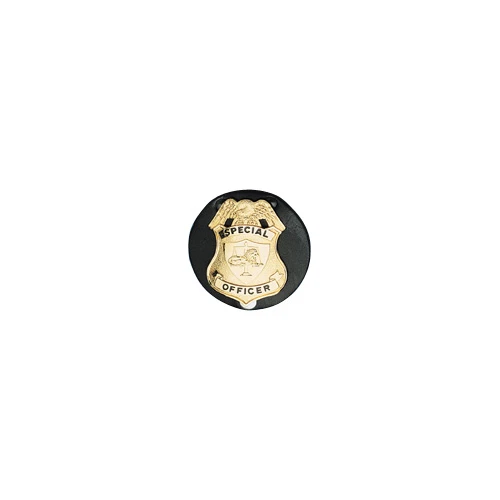 Boston Leather Circle Badge Holder Black Clip 5841-1