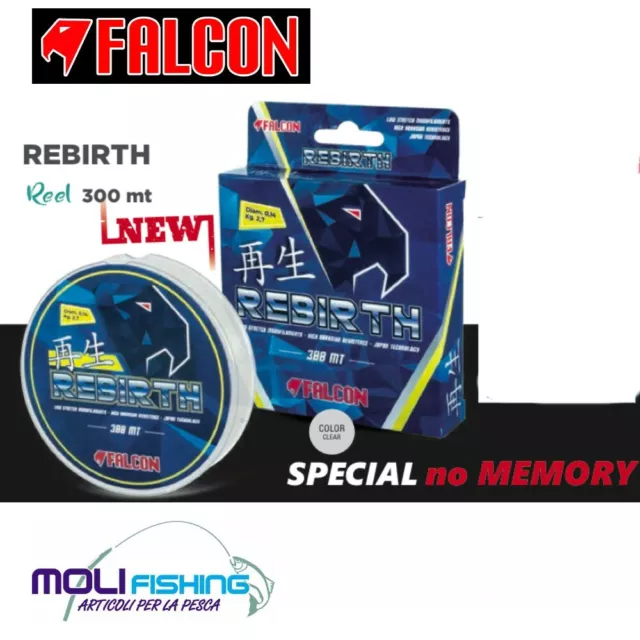 Filo Nylon Pesca Surfcasting-Bolognese Falcon Rebirth 300 M Senza Memoria New