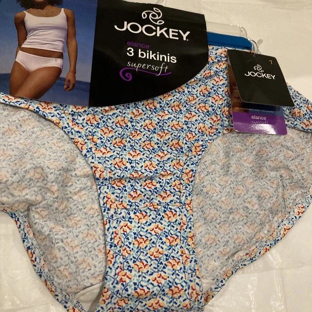 NEW 3 PAIR Jockey Elance Supersoft Bikini Bikinis Underwear Panties 5 S