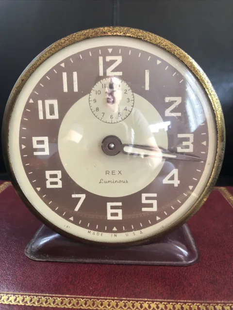 Vintage Rex Luminous Alarm Clock 1950's, As-Is