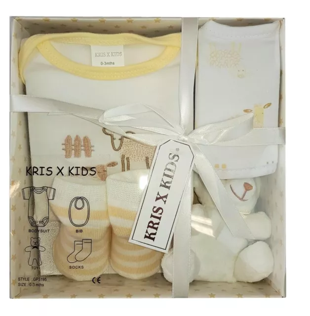 Newborn Baby Unisex Gift Set Boxed Clothes Layette Sheep Design Girls Boys 0-3 M