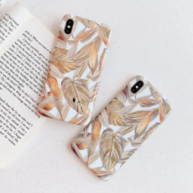 For iPhone 11 Pro XS Max XR X 6 6S 7 8 Plus Case Vintage Gold Leaf Soft Cover